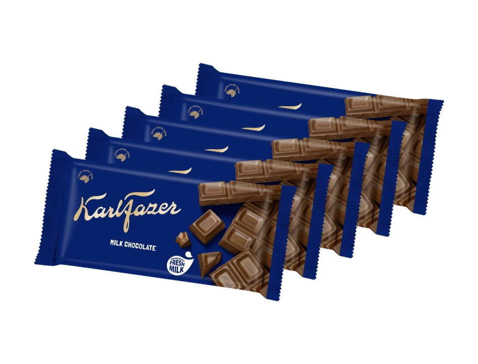 5 × Fazer Chokladkaka Mjölkchoklad 145g – Authentic Finnish Milk Chocolate Bars