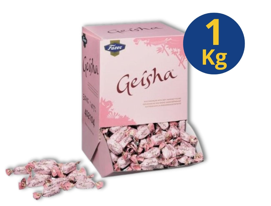 Fazer Geisha Chocolate 1kg (35.27 oz) – Authentic Finnish Milk Chocolate with Soft Hazelnut Nougat Filling