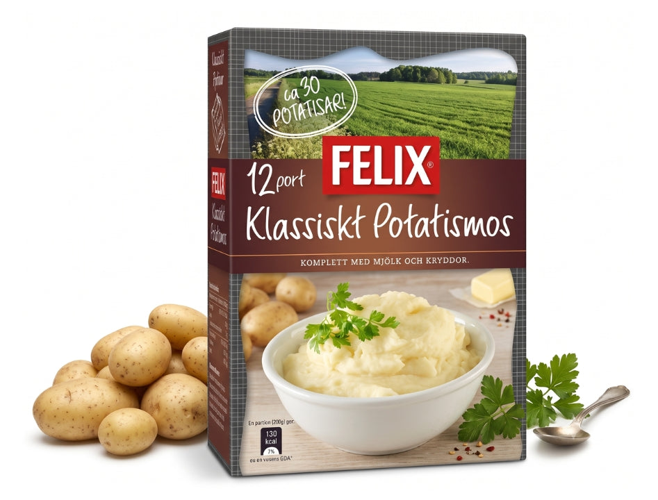 2 x Felix Classic Mashed Potatoes 12 Portions 444g (15.66 oz) – Authentic Swedish Instant Potato Mash