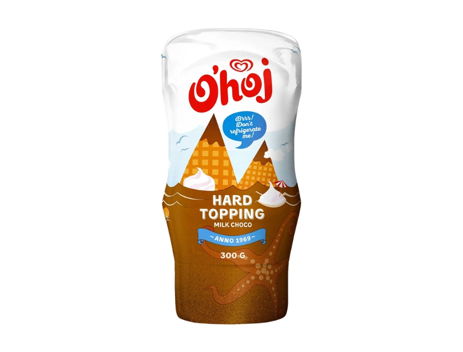 2 x O'hoj Hard Topping Milk Chocolate 300g (10.58 oz) – Swedish Magic Chocolate Shell for Ice Cream