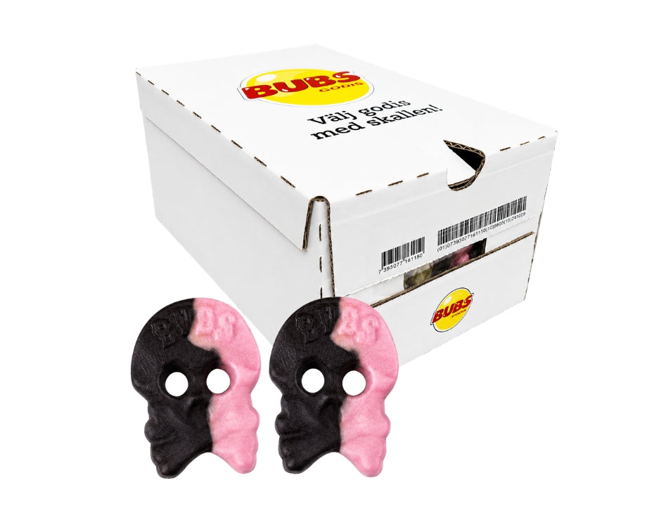 BUBS Raspberry Salty Licorice SKALLE Foam Candy 2.8kg (98.77 oz) – Authentic Swedish Vegan Soft & Chewy Candy Bulk Box