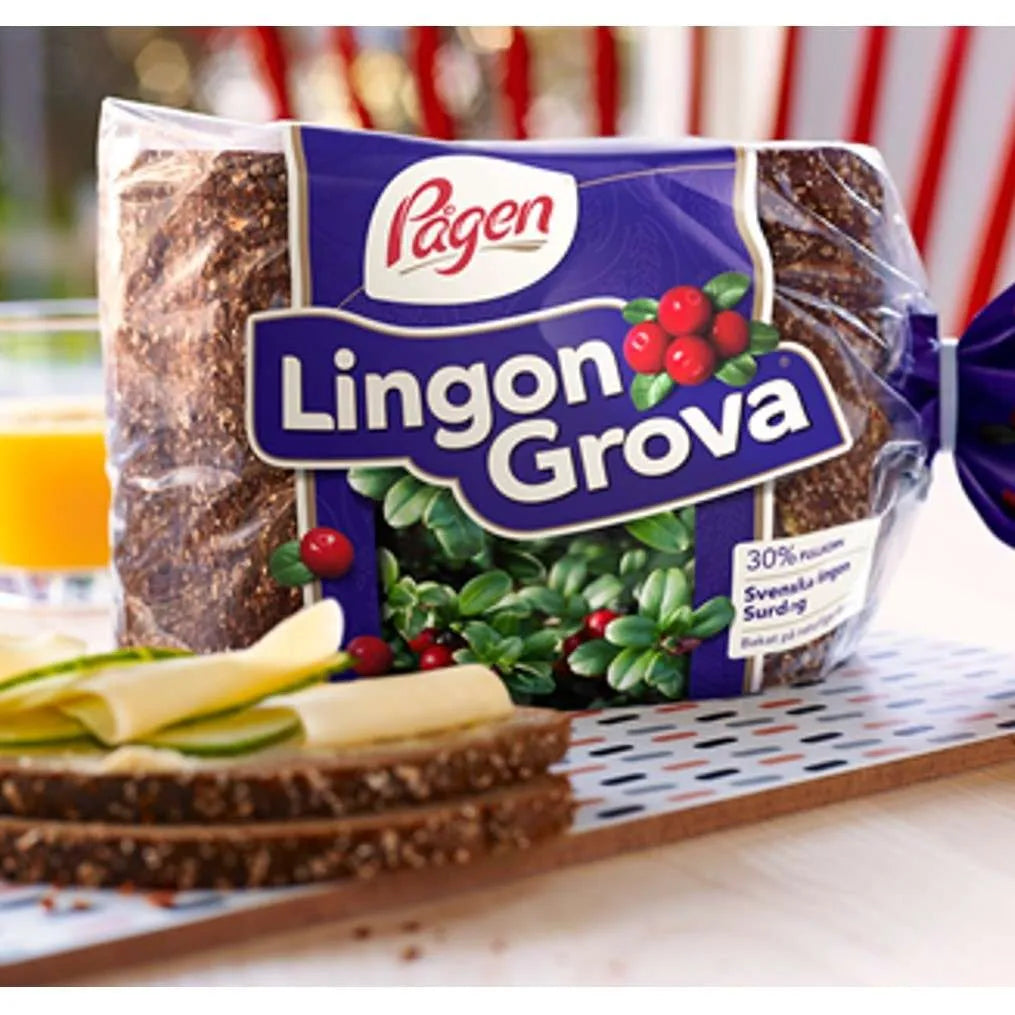 Pågen LingonGrova 3 × 500g (3 × 17.63 oz) – Authentic Swedish Whole Grain Bread with Lingonberries