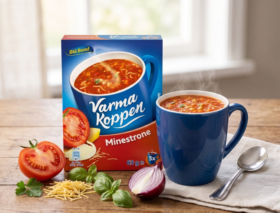 3 x Blå Band Varma Koppen Minestrone Soup Mix 63g (2.22 oz) – Authentic Swedish Instant Minestrone Soup (3 Servings)