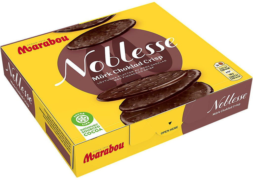 2 Boxes of Marabou Noblesse mörk choklad (dark chocolate) Crisp 150g (5.29 Oz) - Swedish Milk Chocolate, swedish chocolate, milk chocolate