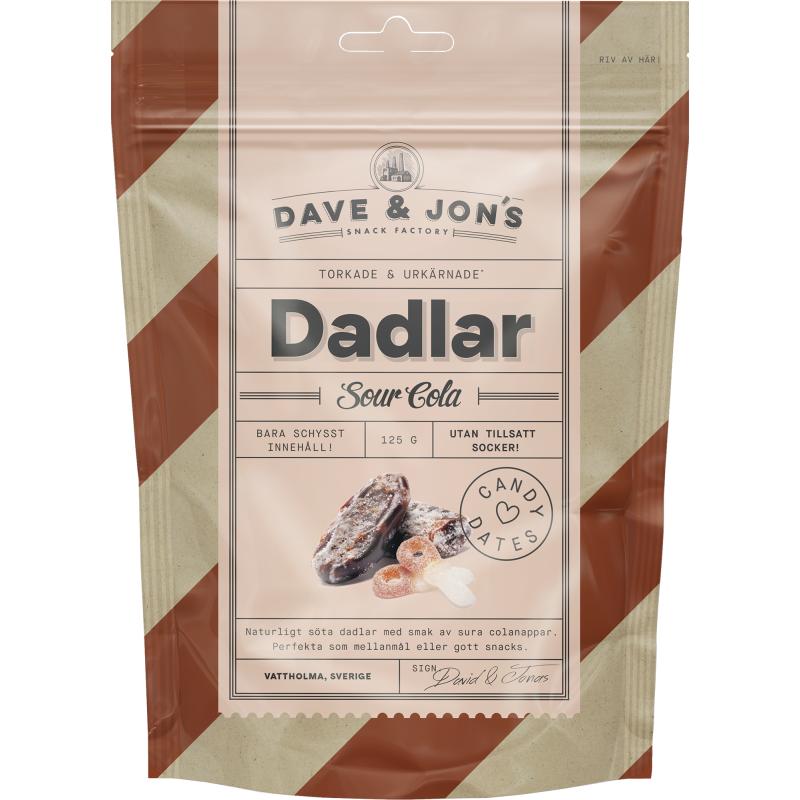 3 Pack Dave and Jons Dadlar Sour Cola - Date-Infused Sour Cola Candy (125g / 4.40oz)