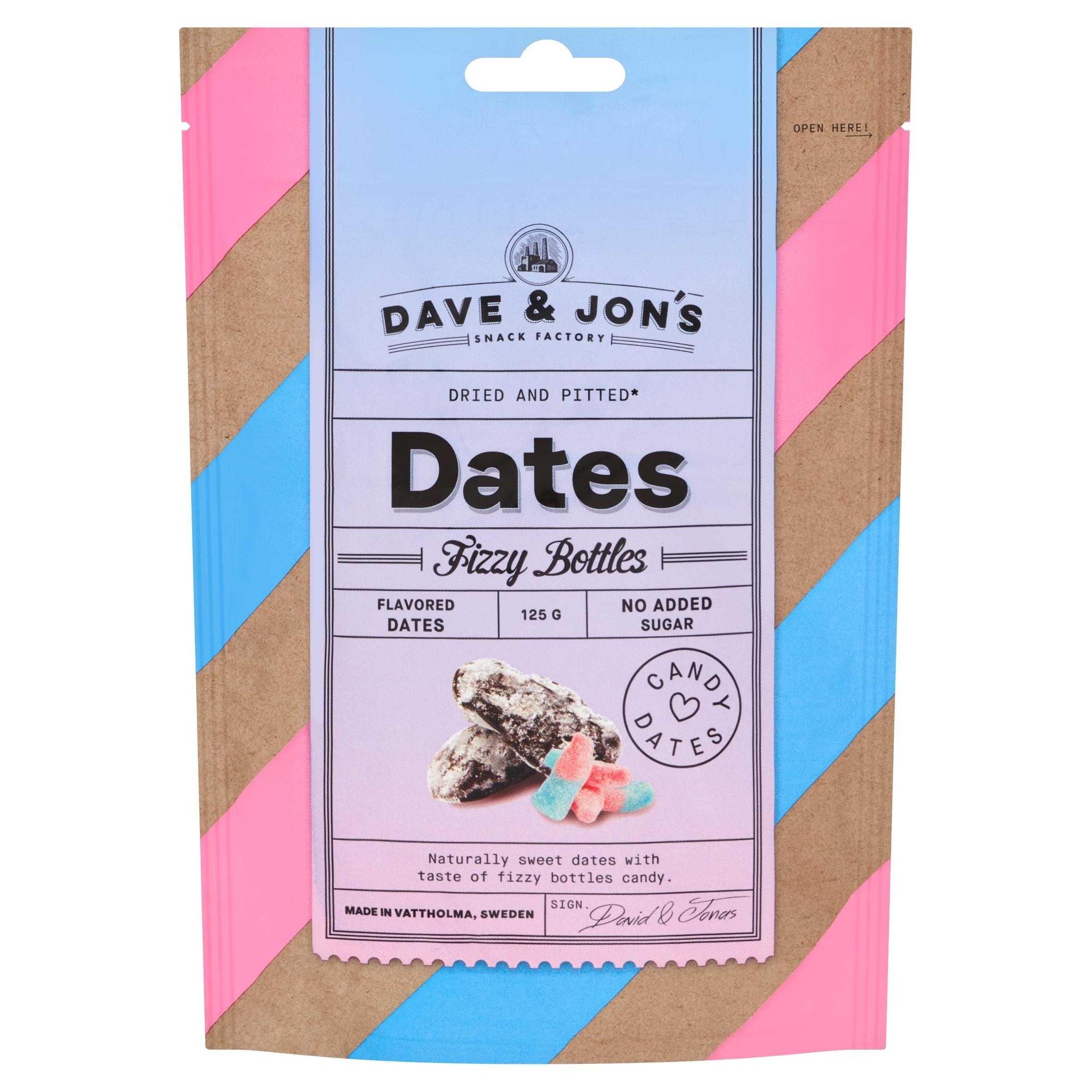 3 Pack Dave and Jons Dadlar Fizzy Bottles - Tangy & Sweet Fizzy Candy Dates (125g / 4.40oz)