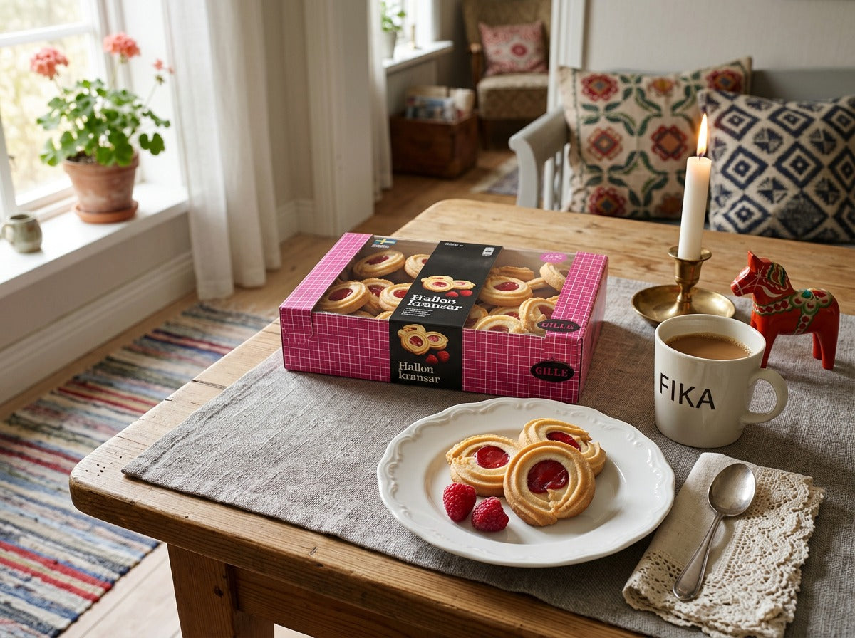 3 x Gille Hallonkransar Raspberry Rings 600g (21.16 oz) – Swedish Cookies with Raspberry Filling