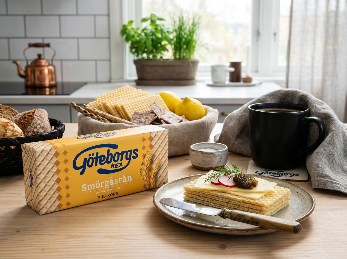 4 x Göteborgs Kex Smörgåsrån Fullkorn 155g (5.47 oz) – Swedish Whole Grain Crispy Sandwich Crackers