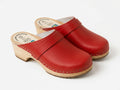 Calmare Original Swedish Red Wooden Clogs – Handmade in Sweden | Genuine Leather & Alder Wood