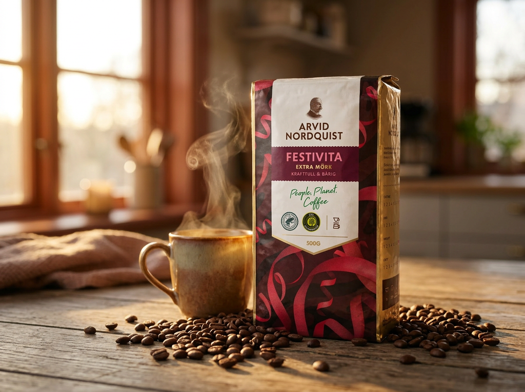 Arvid Nordquist Classic Festivita Ground Coffee 500g (17.64 oz) – Premium Swedish Extra Dark Roast 100% Arabica Coffee