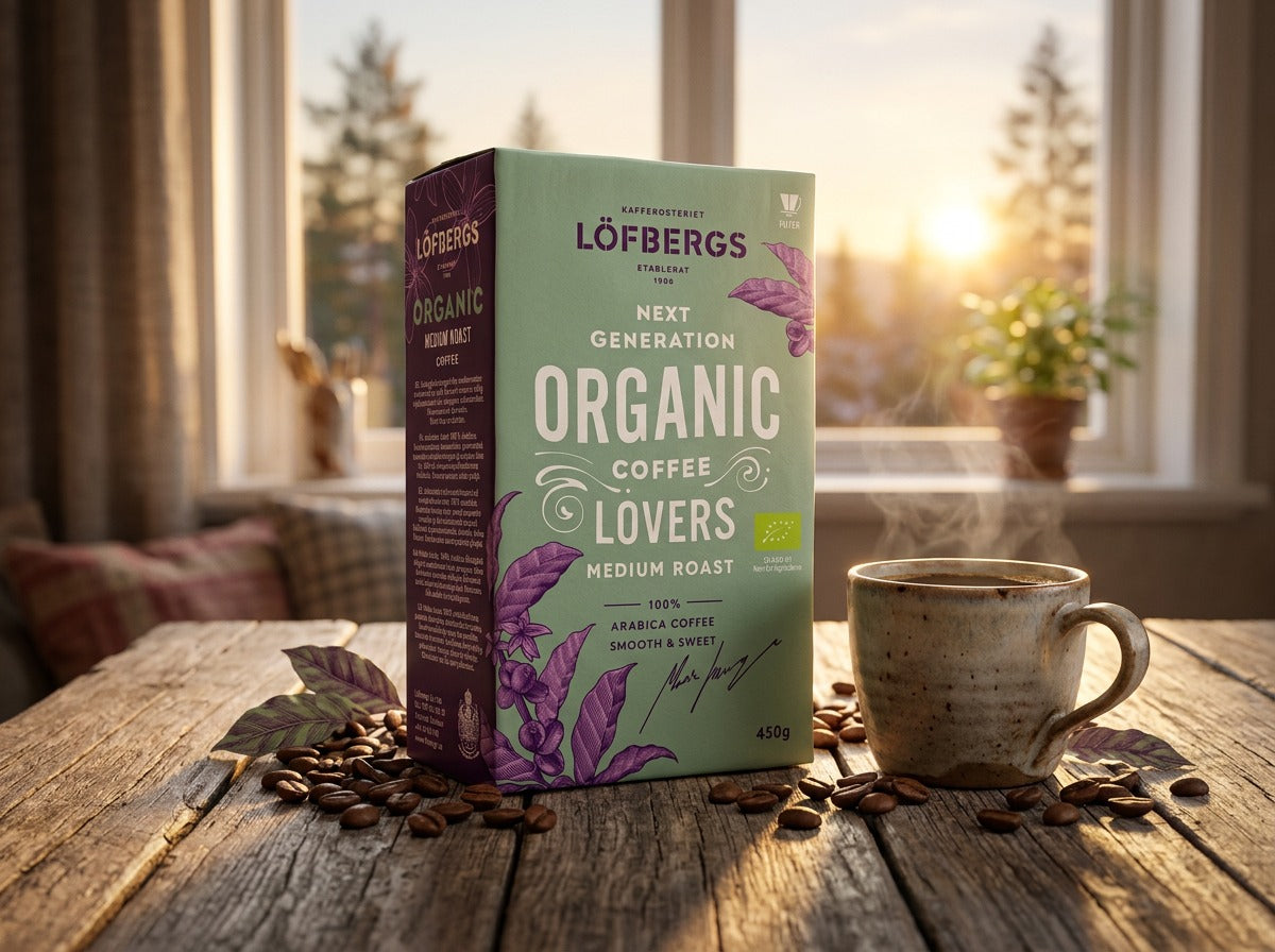 Löfbergs Organic Medium Roast Ground Coffee 4 × 450g (4 × 15.87 oz) – Premium Swedish Organic Medium Roast 100% Arabica Coffee