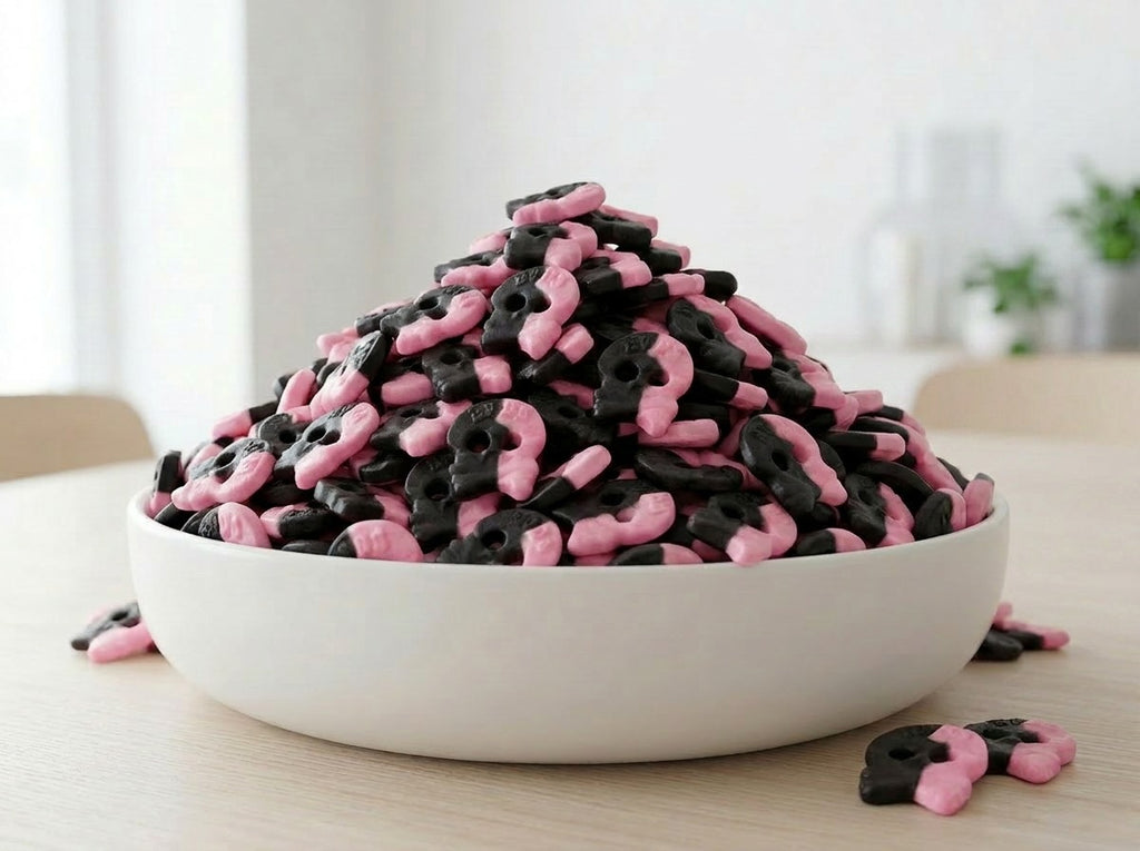 BUBS Raspberry Salty Licorice SKALLE Foam Candy 2.8kg (98.77 oz) – Authentic Swedish Vegan Soft & Chewy Candy Bulk Box