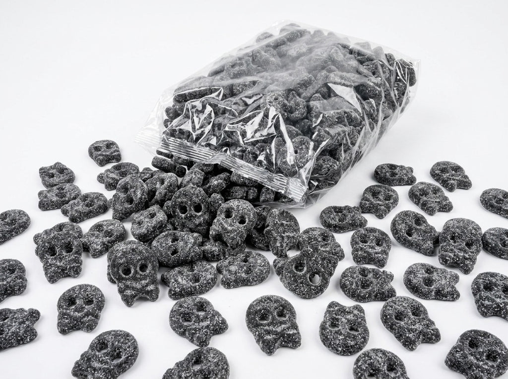 BUBS Salty SKALLE Candy 3.4kg (119.93 oz) – Authentic Swedish Vegan Salmiak Licorice Skull Candy Bulk Box