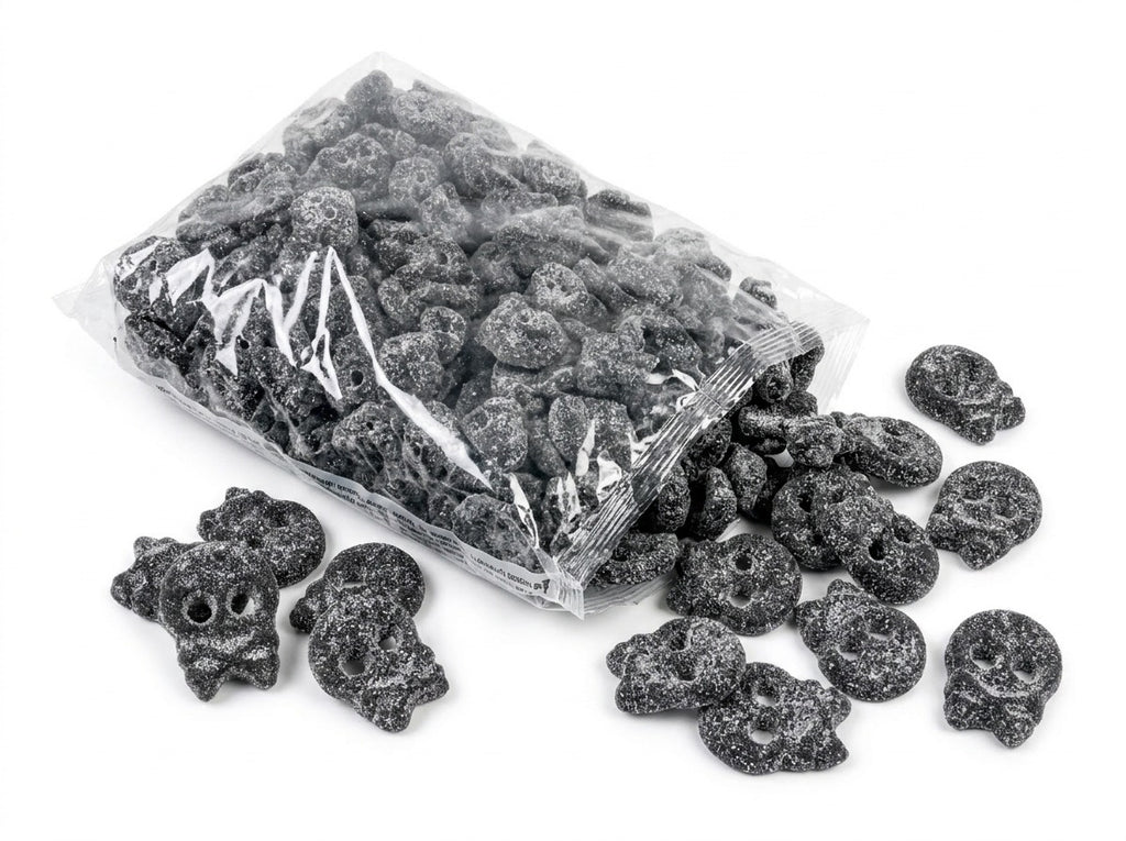 BUBS Salty SKALLE Candy 3.4kg (119.93 oz) – Authentic Swedish Vegan Salmiak Licorice Skull Candy Bulk Box
