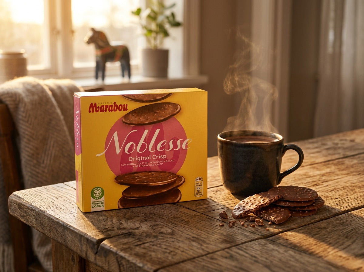 Marabou Noblesse Original Crisp 150g (5.29 oz) – Authentic Swedish Premium Thin Milk Chocolate Crisps