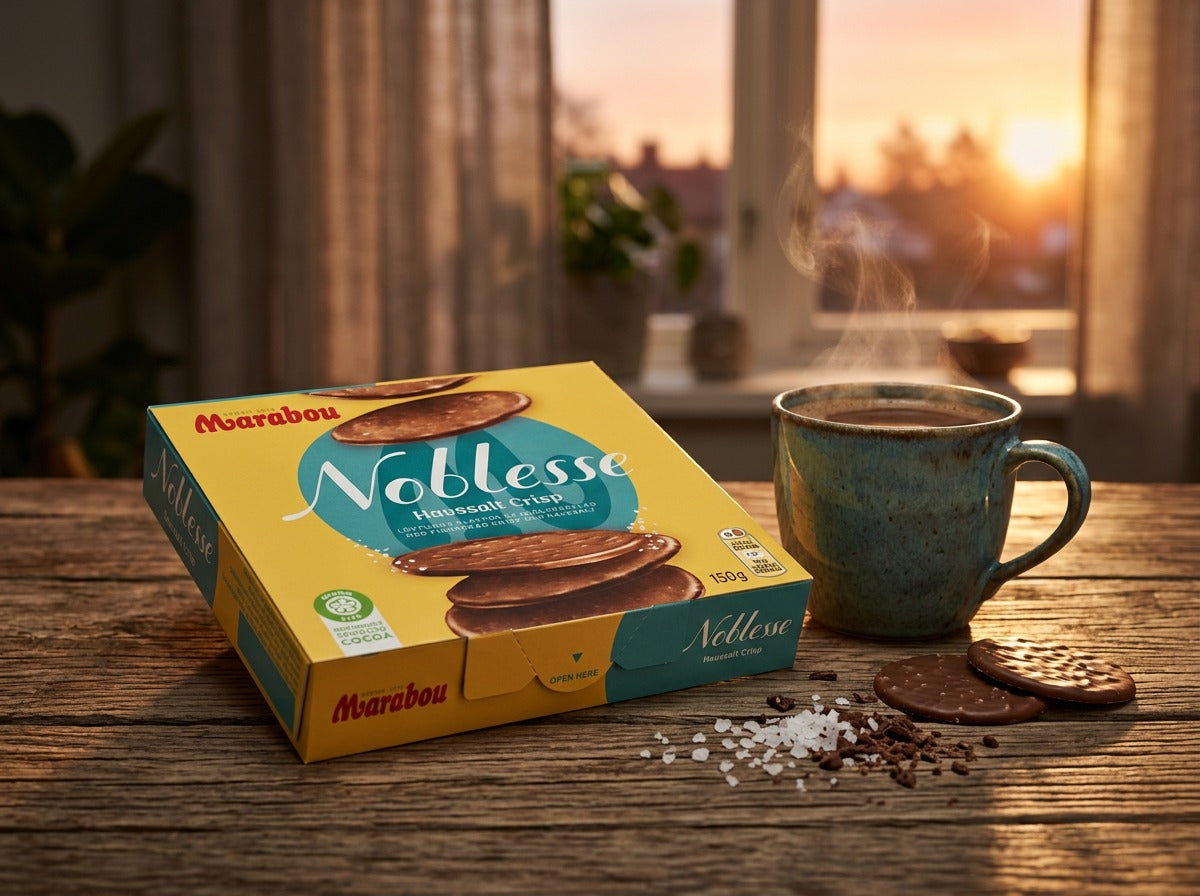 Marabou Noblesse Sea Salt Crisp 150g (5.29 oz) – Authentic Swedish Premium Thin Milk Chocolate Crisps with Sea Salt