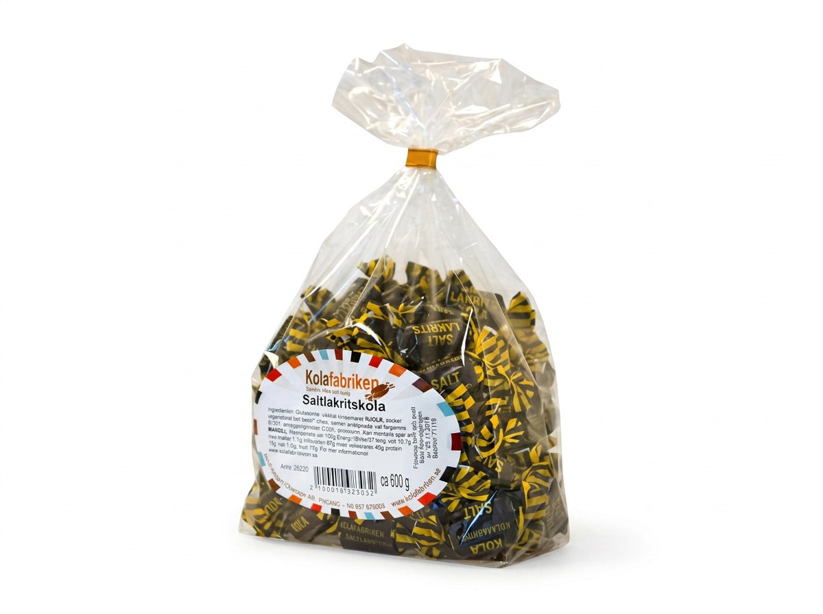 Kolafabriken Saltlakritskola 600g (21.16 oz) – Authentic Swedish Salt Licorice Toffee