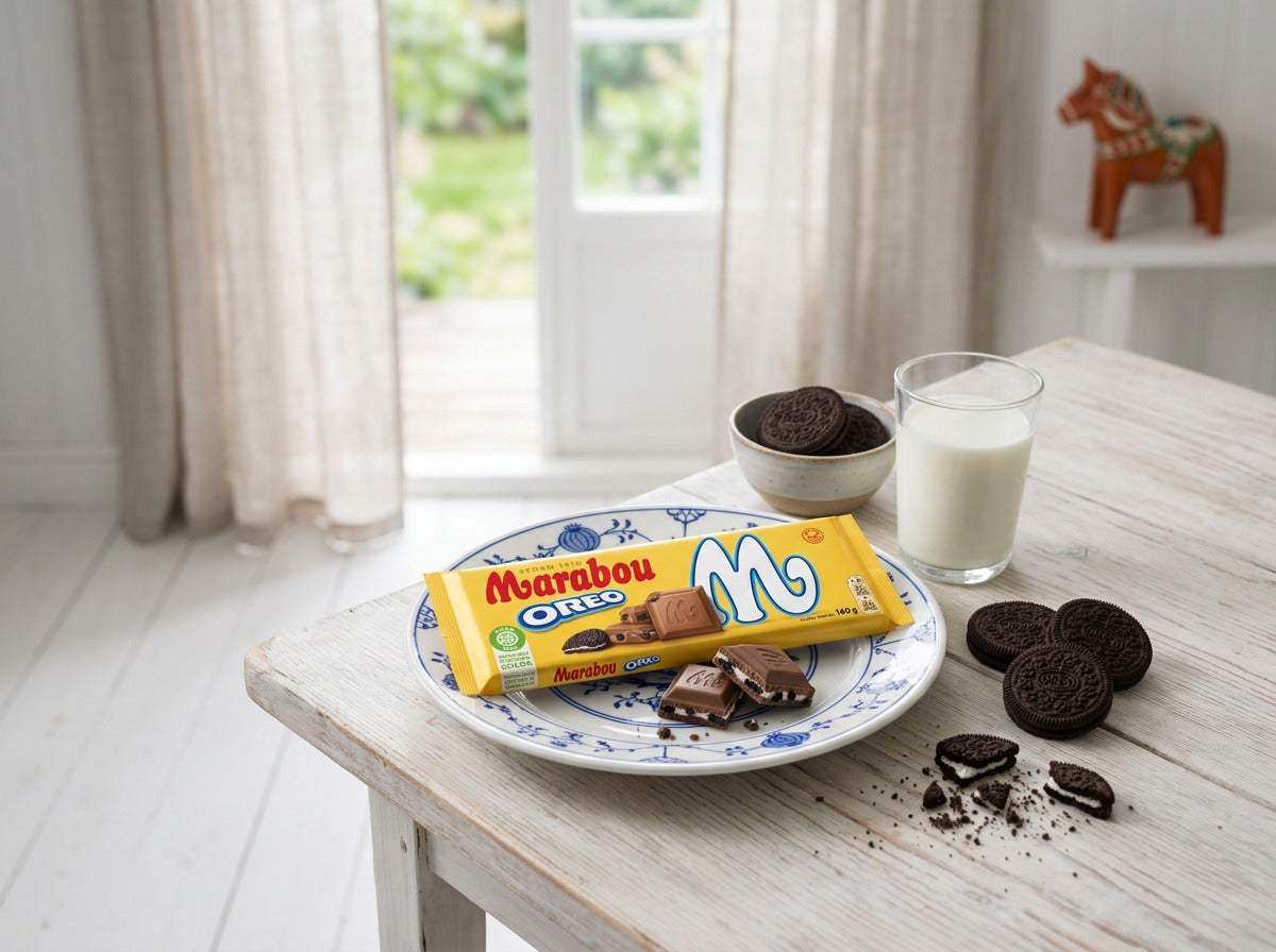 Marabou Mjölkchoklad Oreo 160g (5.64 oz) – Authentic Swedish Milk Chocolate with Oreo Cookie Pieces