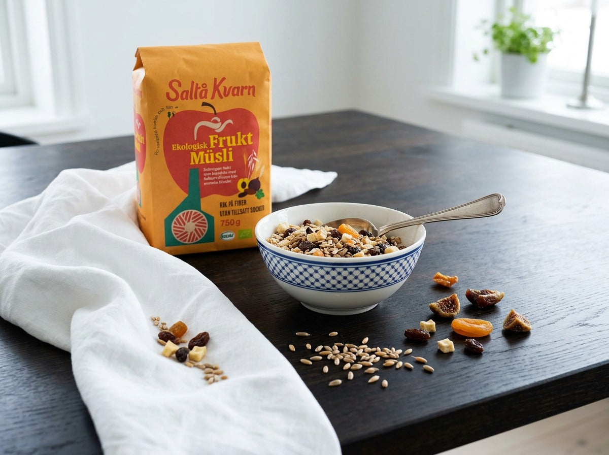 Saltå Kvarn Fruktmüsli KRAV Organic 2 × 750g (2 × 26.46 oz) – Authentic Swedish Organic Fruit Muesli