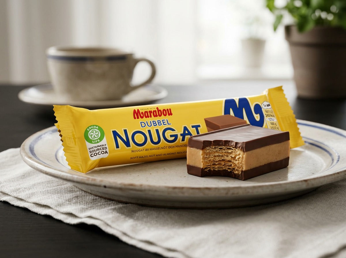 Marabou Dubbel Nougat 42 × 43g (42 × 1.52 oz) – Commercial Bulk Pack – Authentic Swedish Milk Chocolate with Double Nougat Filling