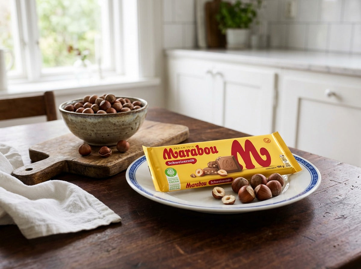 Marabou Chokladkaka Schweizernöt 160g (5.64 oz) – Authentic Swedish Milk Chocolate with Whole Hazelnuts