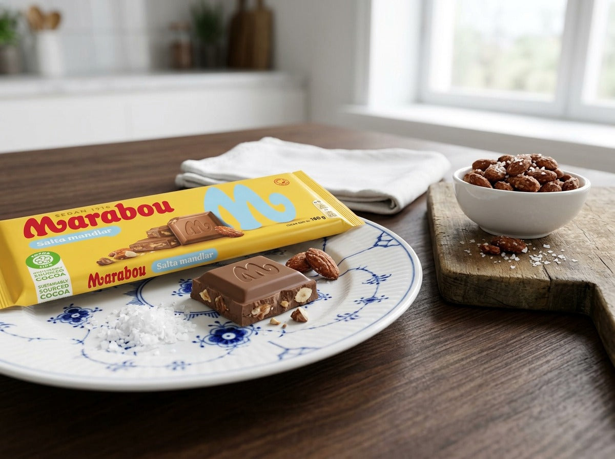 Marabou Chokladkaka Salta Mandlar 160g (5.64 oz) – Authentic Swedish Milk Chocolate with Salted Almonds
