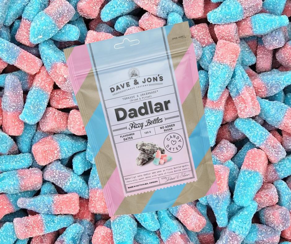 5 Pack Dave and Jons Dadlar Fizzy Bottles - Tangy & Sweet Fizzy Candy Dates (125g / 4.40oz)